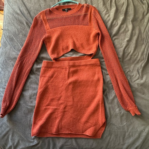 Lulus Double the Delight Rust Orange Knit Two-Piece Mini Sweater Dress - Picture 5 of 8